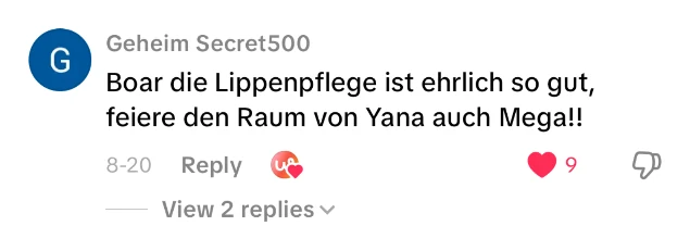 Kommentar von Geheim Secret500: &bdquo;Boar die Lippenpflege ist ehrlich so gut&ldquo;