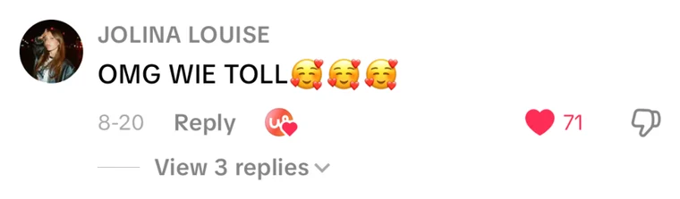 Kommentar von JOLINA LOUISE: &bdquo;OMG WIE TOLL&ldquo;